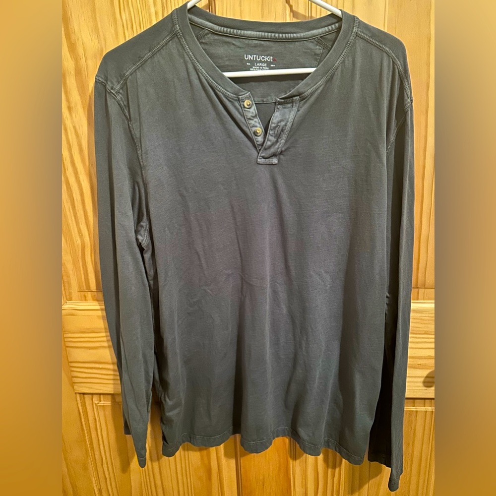 Untickit L half button long sleeve gray men’s top
